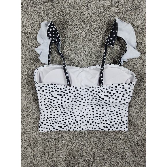 Junior Girls Halter Bikini Ruffle Top Girls Size Large Polka Dot - Picture 2 of 7